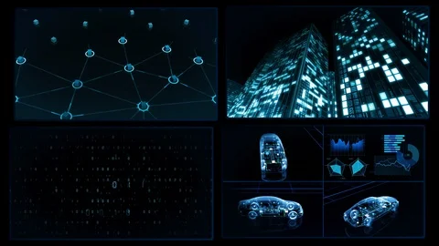 Digital Network Technology AI data concepts Background A 2x2 H blue 4k 動画素材 127181961