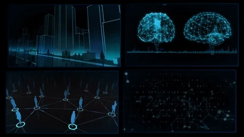 Digital Network Technology AI data concepts Background A 2x2 I blue 4k Video stock 127183221