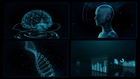 Digital Network Technology AI data concepts Background A 2x2 J blue 4k Video stock 127183251