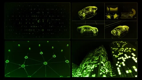 Digital Network Technology AI data concepts Background A 2x2 H green 4k Video stock 127183300