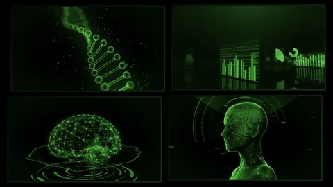 Digital Network Technology AI data concepts Background A 2x2 J green 4k Video stock 127183323