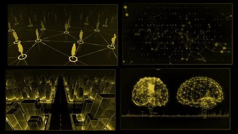 Digital Network Technology AI data concepts Background A 2x2 I yellow 4k Video stock 127183331