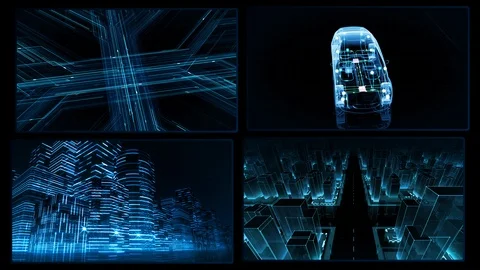 Digital Network Technology AI data concepts Background A 2x2 K blue 4k Stock Footage 127184931