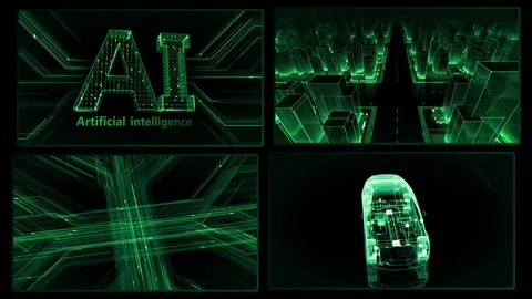 Digital Network Technology AI data concepts Background A 2x2 K green 4k 動画素材 127184951