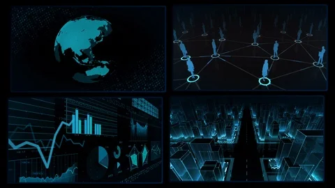 Digital Network Technology AI data concepts Background A 2x2 M blue 4k Stock Footage 127185006
