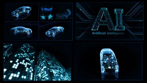 Digital Network Technology AI data concepts Background A 2x2 L blue 4k Video stock 127185054