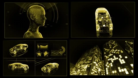 Digital Network Technology AI data concepts Background A 2x2 L yellow 4k Video stock 127185199