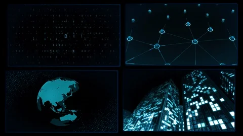 Digital Network Technology AI data concepts Background A 2x2 N blue 4k Video stock 127186302