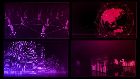 Digital Network Technology AI data concepts Background A 2x2 M red 4k Stock Footage 127186352