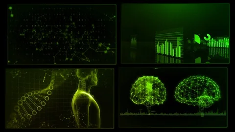 Digital Network Technology AI data concepts Background A 2x2 O green 4k Stock Footage 127186479