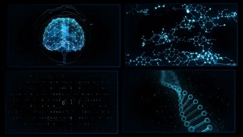 Digital Network Technology AI data concepts Background A 2x2 P blue 4k Video stock 127187285