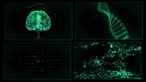 Digital Network Technology AI data concepts Background A 2x2 P green 4k Video stock 127187351