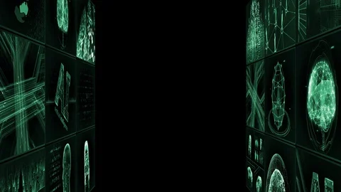 Digital Network TechnologYAI artificial intelligence data TC1 3x3 green Stock Footage 128002064
