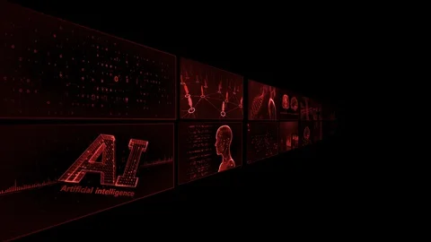 Digital Network TechnologYAI artificial intelligence data TB2 2x2 red Stock-Footage 128002213