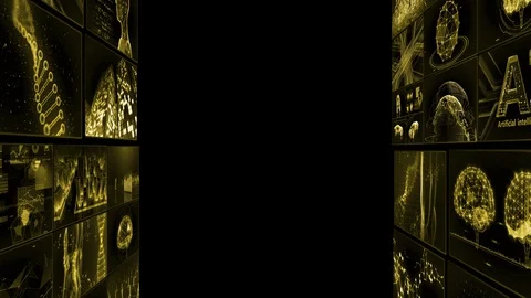 Digital Network TechnologYAI artificial intelligence data TD1 Mix yellow Stock Footage 128007716