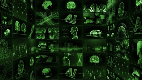 Digital Network TechnologYAI artificial intelligence data TE1 3x3 green 스톡 동영상 128007896
