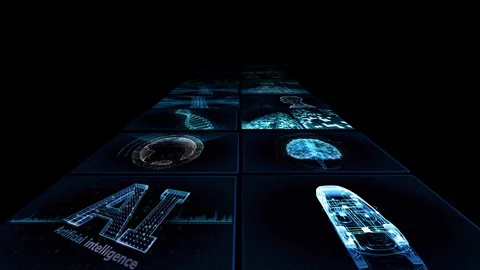 Digital Network TechnologYAI artificial intelligence data YB1 2x2 blue Vídeos de archivo 128014255