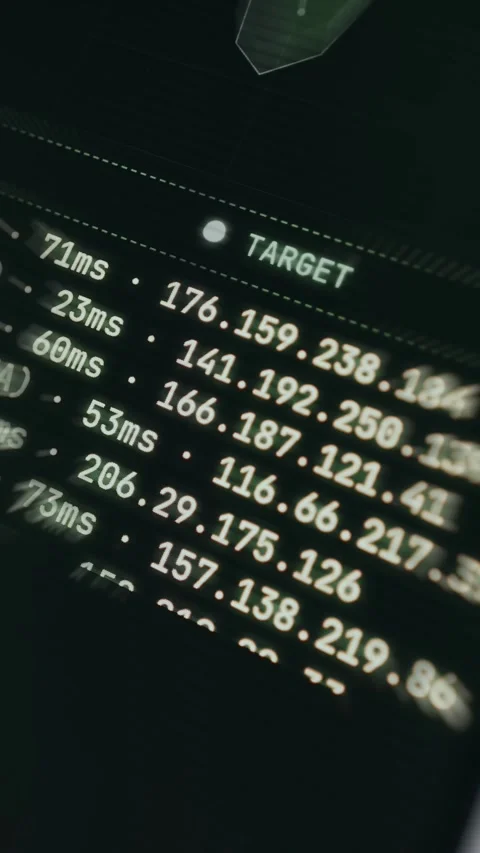 Digital network tool displaying traceroute routes to international destinations Stock Footage 335883287