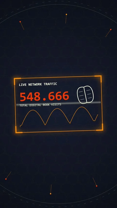 Digital Network Traffic Data Display, Futuristic HUD Interface with Analytics Stock Footage 348816218