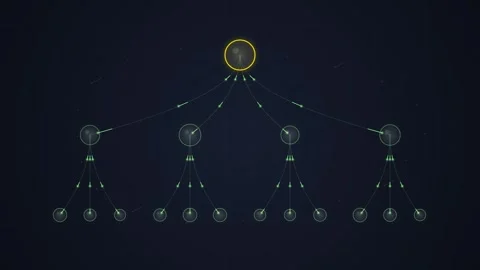 Digital Network Tree Structure Data Flow Futuristic Technology Background Stock Footage 348416071