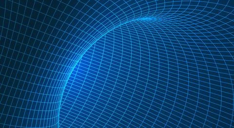 Digital network tunnel with 3D wireframe mesh Illustrazione stock