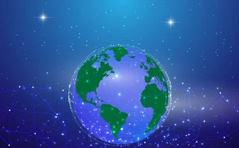 Digital network on the world abstract background Stock Illustration