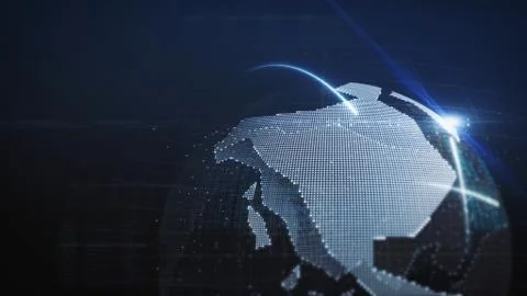 Digital network world globe made up of millions of pixels background Stock Illustration