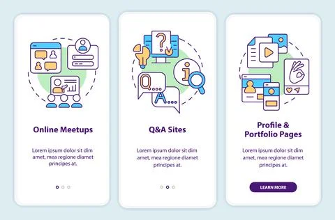 Digital networking alternatives onboarding mobile app screen Ilustración de archivo