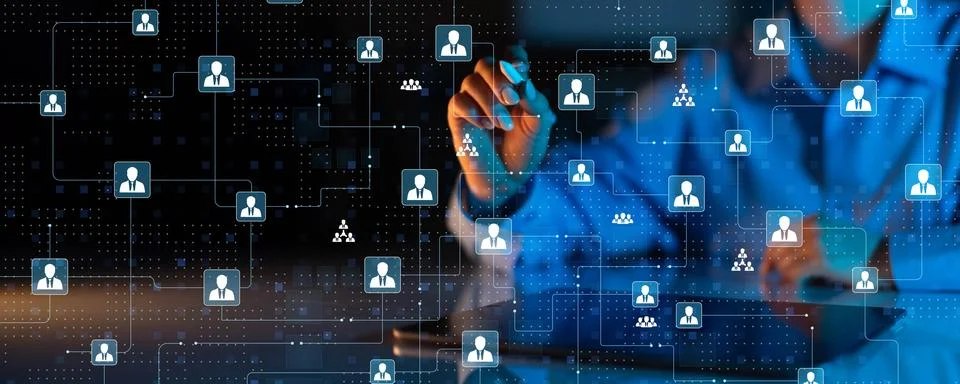 Digital Networking and Team Collaboration in Virtual Systems. Stockfoto's