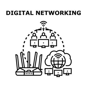 Digital networking concept with wireless internet connection Stock Illustration