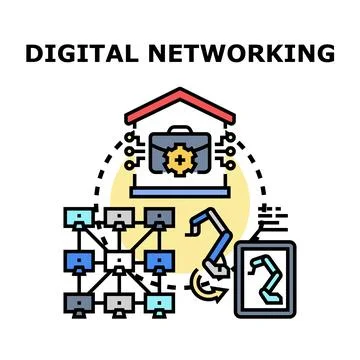 Digital networking with connected devices and automation Stock Illustration