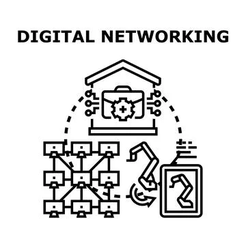 Digital networking with connected devices and automation Stock Illustration
