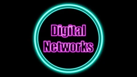 Digital Networks Text Animation with Neon Glow &amp; Glowing Circles. Stock Footage 282577116