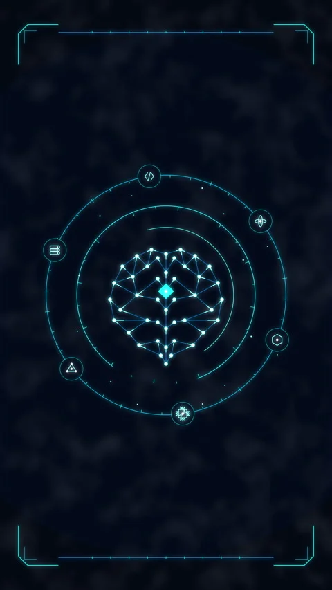 Digital neural network hud interface, data connection, futuristic cyber eleme Stock Footage 348331575