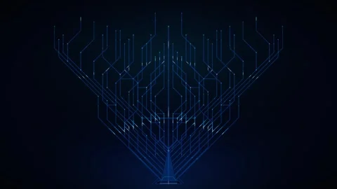 Digital neural network tree abstract motion data flow and artificial intell.. Stock Footage 337560140