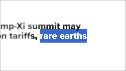 Digital news headlines about global rare earth metals market and mining Stock Footage 334622746