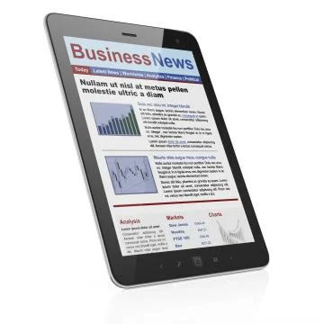 Digital news on tablet computer screen Illustrazione stock