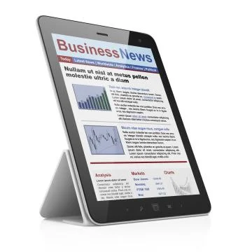 Digital news on tablet computer screen Illustrazione stock