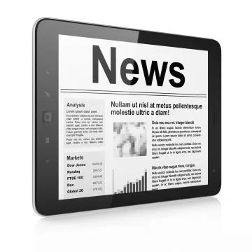 Digital news on tablet pc computer screen Illustrazione stock