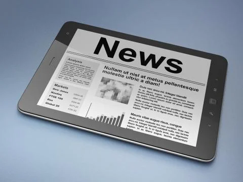 Digital news on tablet pc computer screen Stock Illustration