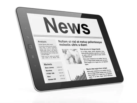 Digital news on tablet pc computer screen Illustrazione stock