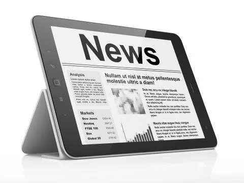 Digital news on tablet pc computer screen Illustrazione stock