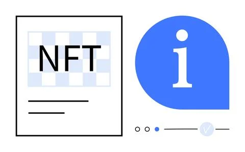 Digital NFT Document with Information Icon in Modern Blue and White Design Stock Illustration