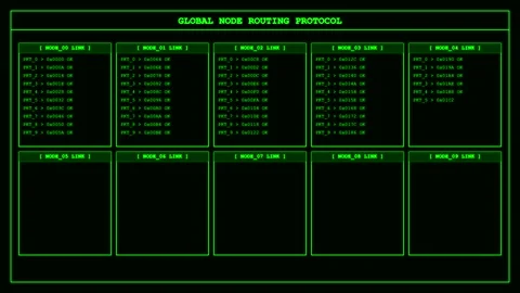 Digital node routing protocol interface screen 4K video 動画素材 346838059