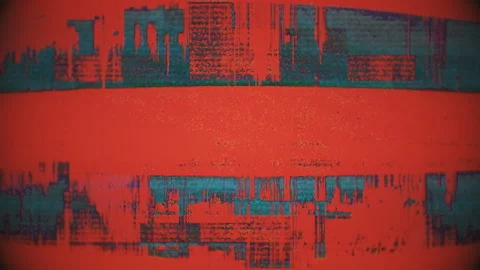 Digital Noise  Glitch  Screen On Red Background Stock Footage 117445166