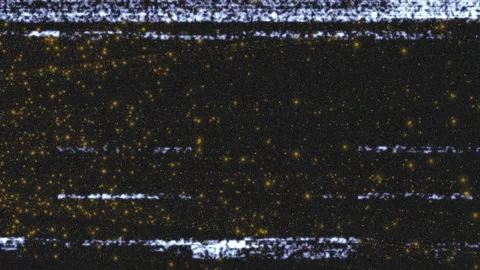 Digital noise pattern unfolding in flat design, with glowing golden specks and Stock Footage 308657727