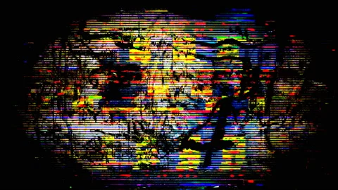 Digital Noise Screen Glitch Flickering Scrtach Vignette Abstract Background Stock Footage 112933209