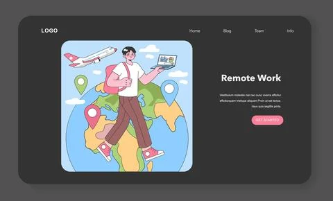 Digital nomad adventures. Flat vector illustration. Stock Illustration