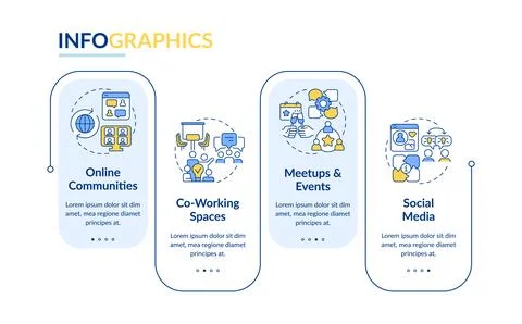 Digital nomad community rectangle infographic template イラスト素材