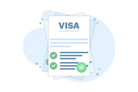 Digital nomad concept online visa approved Stock Illustration
